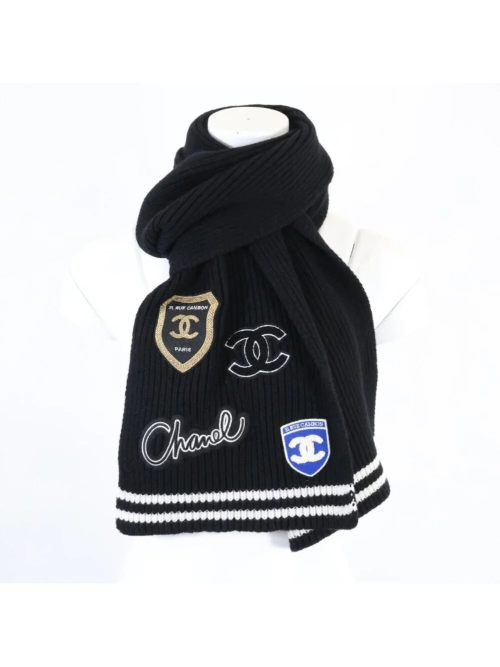 Chanel Cashmere 100 Logo Multi Patch Scarf